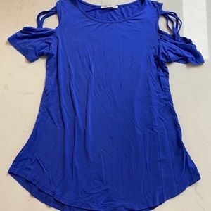 Cold shoulder cobalt blue top